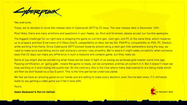 Cyberpunk 2077 — Delay